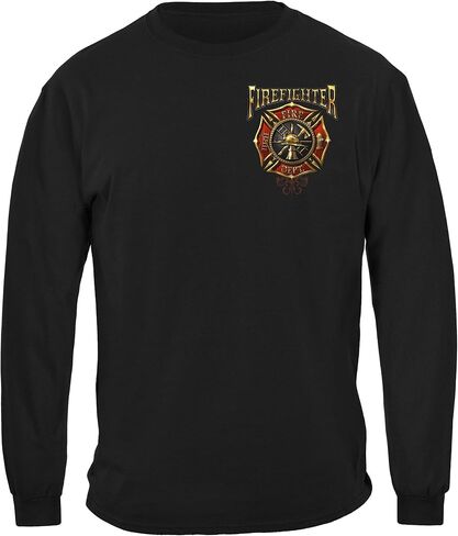 Erazor البتات رجال الإطفاء تي شيرت | Firefighter Flames Gold Sield T Shirt FF2333 in Kuwait