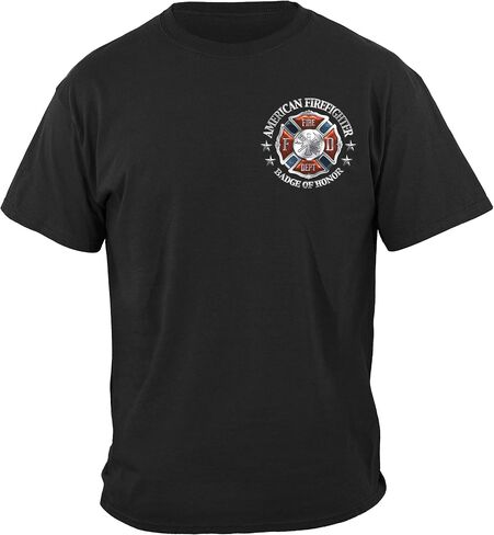 Erazor البتات رجال الإطفاء تي شيرت | Firefighter Flames Gold Sield T Shirt FF2333 in Kuwait