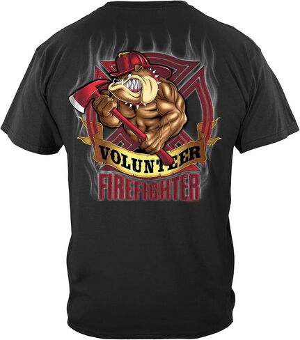 Erazor البتات رجال الإطفاء تي شيرت | Firefighter Flames Gold Sield T Shirt FF2333 in Kuwait