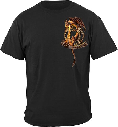 Erazor البتات رجال الإطفاء تي شيرت | Firefighter Flames Gold Sield T Shirt FF2333 in Kuwait