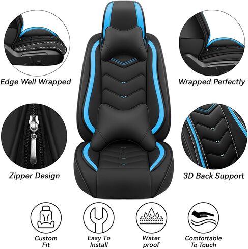 Car Seat Covers for BMW X5 2001-2025, Waterproof Nappa Leather Seat Cover, Anti-Slip Car Seat Covers, Airbag Compatible, Automobile Seat Covers Sets.(Standard 2 Seats/Pure Black) in Kuwait
