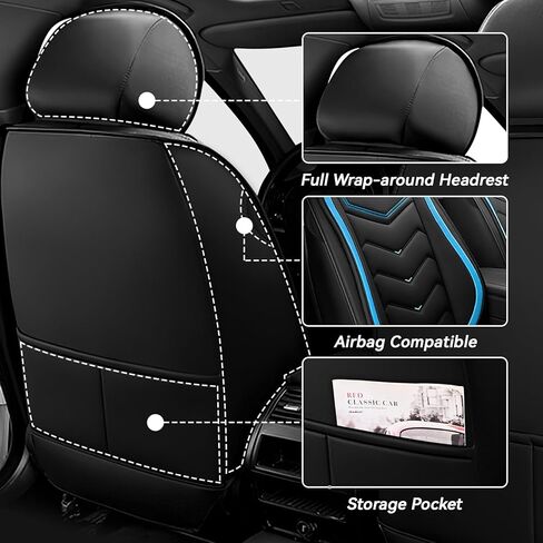 Car Seat Covers for BMW X5 2001-2025, Waterproof Nappa Leather Seat Cover, Anti-Slip Car Seat Covers, Airbag Compatible, Automobile Seat Covers Sets.(Standard 2 Seats/Pure Black) in Kuwait