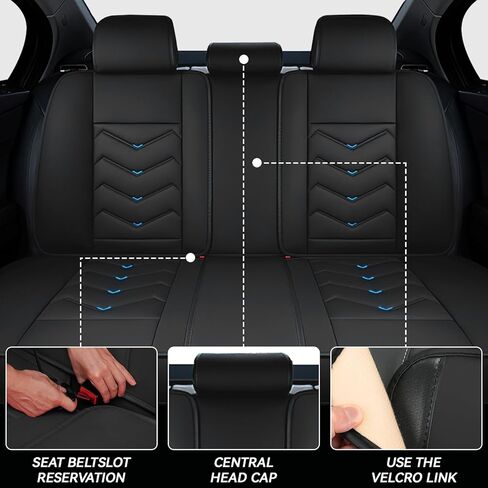 Car Seat Covers for BMW X5 2001-2025, Waterproof Nappa Leather Seat Cover, Anti-Slip Car Seat Covers, Airbag Compatible, Automobile Seat Covers Sets.(Standard 2 Seats/Pure Black) in Kuwait