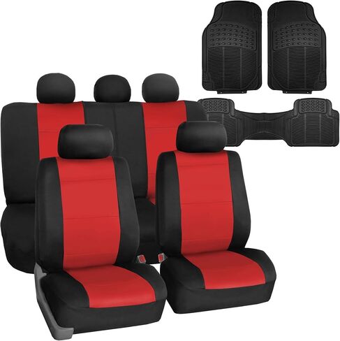مجموعة مقعد Neoprene FH مجموعة كاملة - ملاءمة عالمية لشاحنات السيارات وسيارات الدفع الرباعي (أسود) FB083115 + F11306 in Saudi Arabia