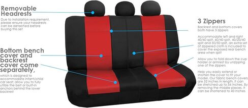مجموعة مقعد Neoprene FH مجموعة كاملة - ملاءمة عالمية لشاحنات السيارات وسيارات الدفع الرباعي (أسود) FB083115 + F11306 in Saudi Arabia