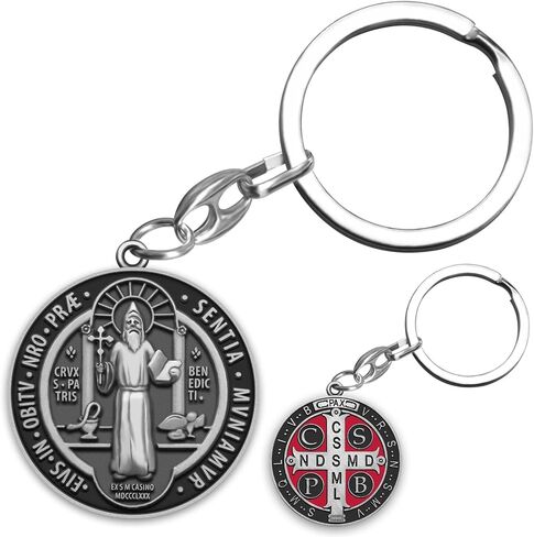 St Benedict Medal Key Chain Saint Benedict Keychain Bless Safety Religious Gift for Parent, Family, Friend, Driver in Kuwait