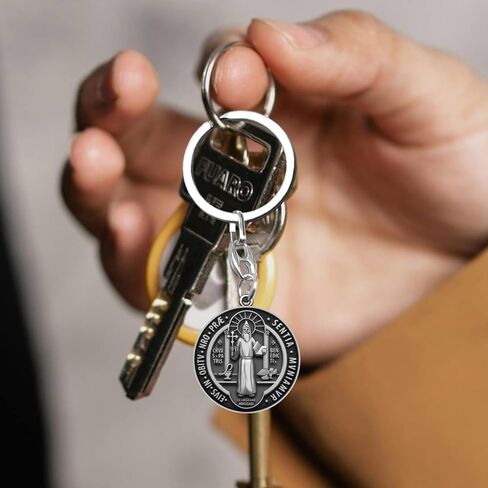 St Benedict Medal Key Chain Saint Benedict Keychain Bless Safety Religious Gift for Parent, Family, Friend, Driver in Kuwait