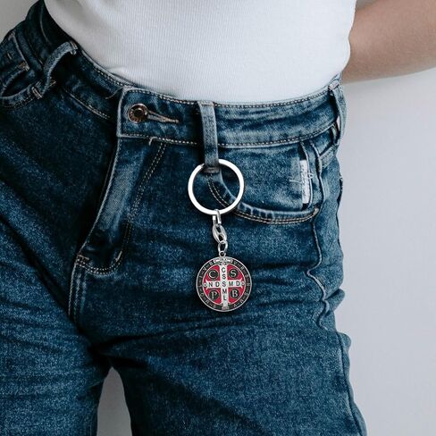 St Benedict Medal Key Chain Saint Benedict Keychain Bless Safety Religious Gift for Parent, Family, Friend, Driver in Kuwait