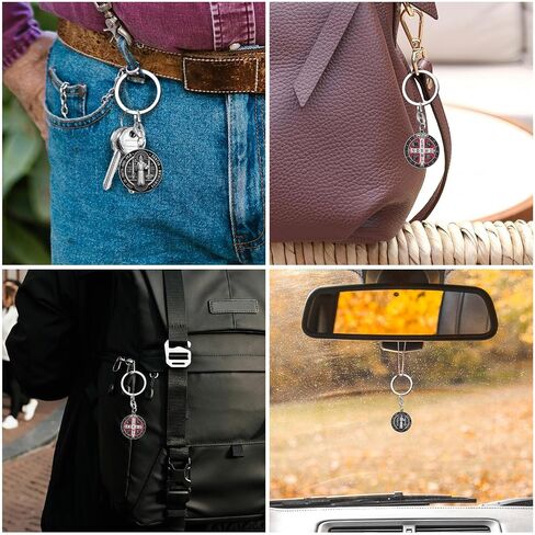 St Benedict Medal Key Chain Saint Benedict Keychain Bless Safety Religious Gift for Parent, Family, Friend, Driver in Kuwait