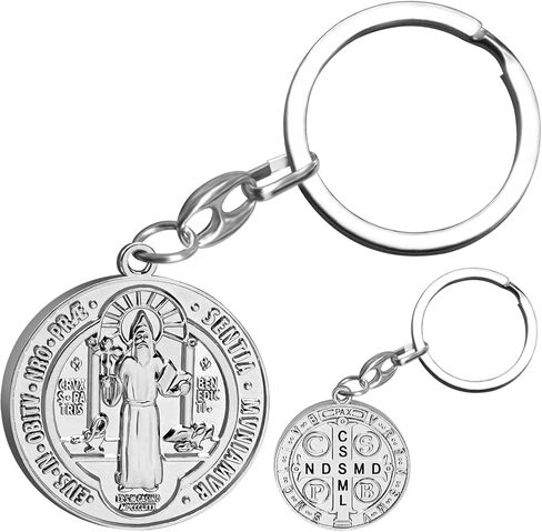 St Benedict Medal Key Chain Saint Benedict Keychain Bless Safety Religious Gift for Parent, Family, Friend, Driver in Kuwait
