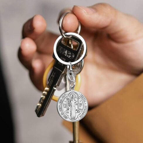 St Benedict Medal Key Chain Saint Benedict Keychain Bless Safety Religious Gift for Parent, Family, Friend, Driver in Kuwait