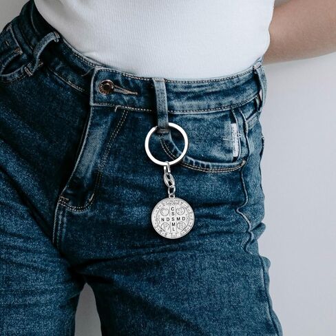 St Benedict Medal Key Chain Saint Benedict Keychain Bless Safety Religious Gift for Parent, Family, Friend, Driver in Kuwait