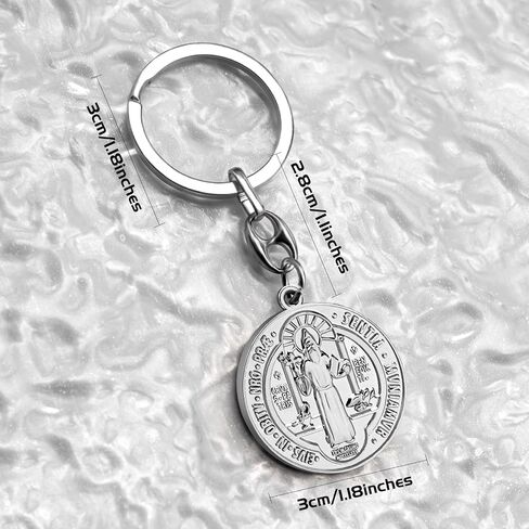 St Benedict Medal Key Chain Saint Benedict Keychain Bless Safety Religious Gift for Parent, Family, Friend, Driver in Kuwait
