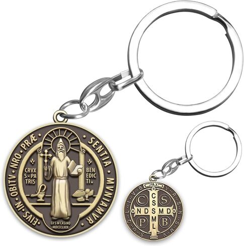 St Benedict Medal Key Chain Saint Benedict Keychain Bless Safety Religious Gift for Parent, Family, Friend, Driver in Kuwait