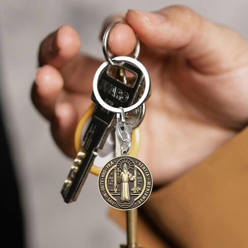 St Benedict Medal Key Chain Saint Benedict Keychain Bless Safety Religious Gift for Parent, Family, Friend, Driver in Kuwait