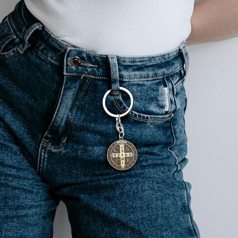 St Benedict Medal Key Chain Saint Benedict Keychain Bless Safety Religious Gift for Parent, Family, Friend, Driver in Kuwait