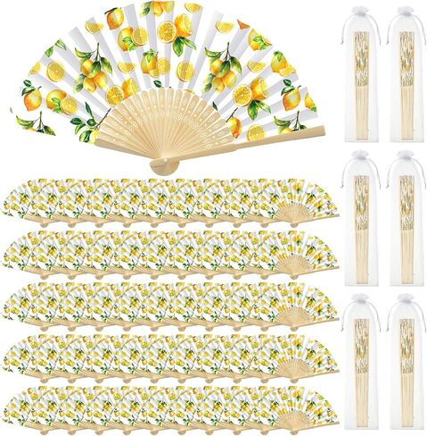 ROOWEST 50 PCS Cherry Blossom Hand Fans Chinoiserie Tavor Kit قابلة للطي المعجبين اليابانيين اليابانيين المعجبين بالورق مع مروحة أورجانية مع Bag Summer Party Supplies Gerdal Dame Homps للضيوف in Kuwait
