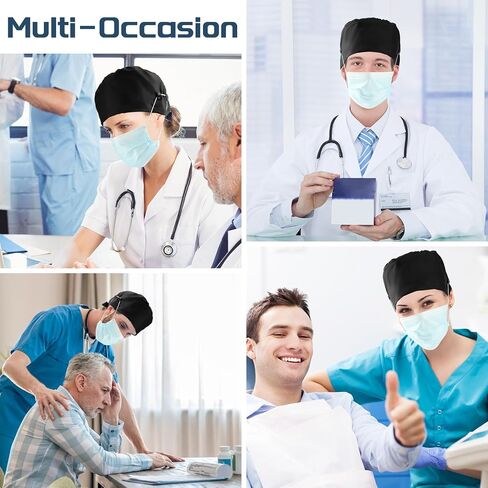2 Pcs Satin Lined Scrub Cap Nurse Hats for Women Men Working Caps with 4 Buttons in Saudi Arabia