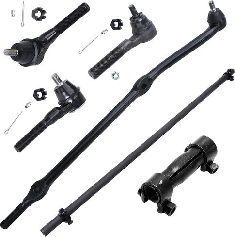 Detroit Axle - Front 6pc Drag Link Tie Rods Kit for 97-06 Jeep Wrangler, Drag Link Outer Connecting Tie Rod Ends Adjusting Sleeves 1997 1998 1999 2000 2001 2002 2003 2004 2005 2006 Replacement in Saudi Arabia