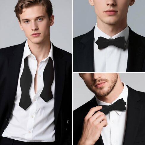 Men's Solid Color Woven Satin Silk Self Bow Tie Tuxedo & Wedding Formal Diamond Bowtie with Gift Box in Kuwait