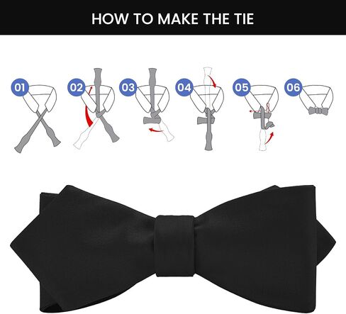 Men's Solid Color Woven Satin Silk Self Bow Tie Tuxedo & Wedding Formal Diamond Bowtie with Gift Box in Kuwait