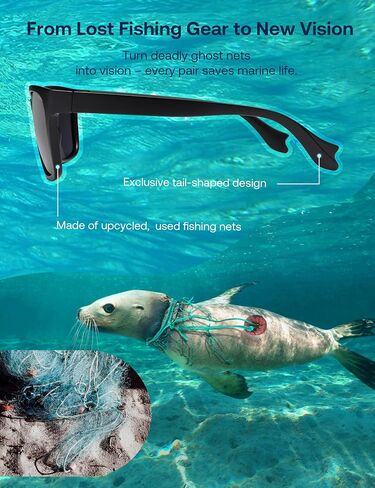 SOJOS Ocean Collection Polarized Sunglasses Men Square Recycled Fishing Net frame Eco-Friendly UV400 Shades, Pacific Ocean in Saudi Arabia