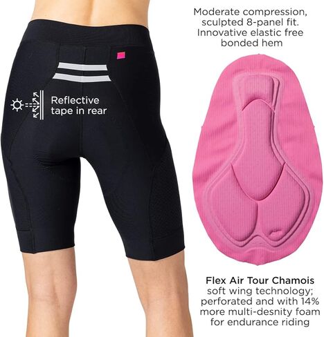 Terry Bike Shorts Women Padded Grand Touring Bike Shorts for Women Cycling with Pockets Compression Flex Air Tour Chamois in Saudi Arabia