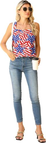 QUEZHU Blouse Tank Tops for Women Casual Summer Square Neck Chiffon Blouse Loose Flowy Sleeveless Tunic Shirts in Kuwait