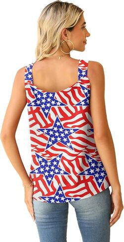 QUEZHU Blouse Tank Tops for Women Casual Summer Square Neck Chiffon Blouse Loose Flowy Sleeveless Tunic Shirts in Kuwait