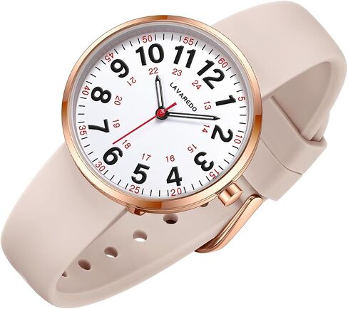 Smaller Nurse Watch for Nurses Doctors Women,Waterproof Analog Watches with Easy Read Luminous Dial,Military Time Watch with Japanese Quartz Movement,Second Hand, 12/24 Hours,Silicone Band in Kuwait