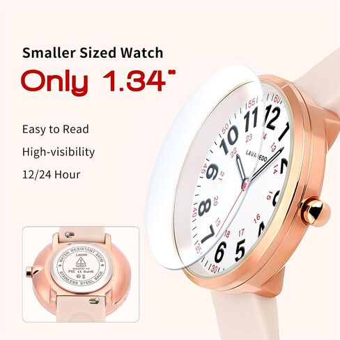 Smaller Nurse Watch for Nurses Doctors Women,Waterproof Analog Watches with Easy Read Luminous Dial,Military Time Watch with Japanese Quartz Movement,Second Hand, 12/24 Hours,Silicone Band in Kuwait
