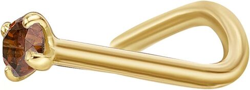Lavari Jewelers 20 Gauge Curved Screw Nose Stud for Women - 14k Yellow Gold with Brown Diamond Nose Ring - Unisex Stud Hypoallergenic Nostril Piercing Jewelry - 20G Body Piercing for Men in Saudi Arabia