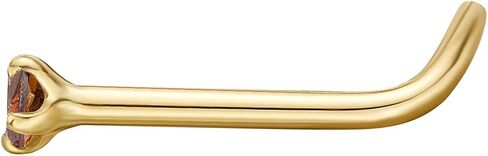 Lavari Jewelers 20 Gauge Curved Screw Nose Stud for Women - 14k Yellow Gold with Brown Diamond Nose Ring - Unisex Stud Hypoallergenic Nostril Piercing Jewelry - 20G Body Piercing for Men in Saudi Arabia