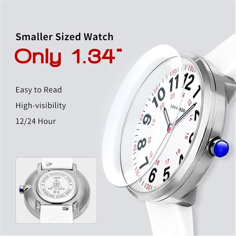 Smaller Nurse Watch for Nurses Doctors Women,Waterproof Analog Watches with Easy Read Luminous Dial,Military Time Watch with Japanese Quartz Movement,Second Hand, 12/24 Hours,Silicone Band in Kuwait
