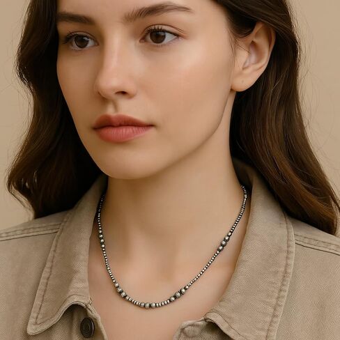 Minimalist Navajo Navajo Beaded Necklace – Graduated Navajo beads in Saudi Arabia