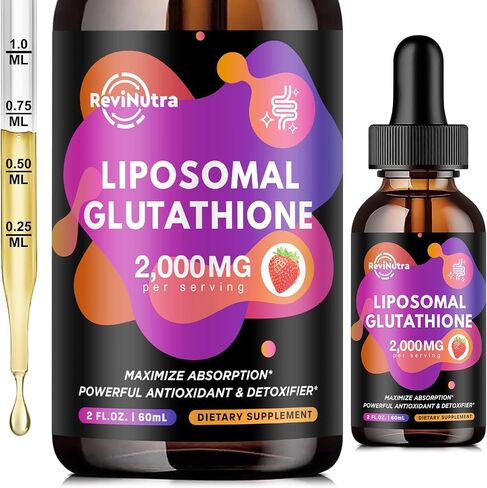 Liposomal Glutathione Supplement - 2000mg Glutathione Liquid Drops with Vitamin C, Curcumin & Trans-Resveratrol - Powerful Antioxidant for Immune, Skin Health, Aging Defense & Liver Detox - 2 Fl Oz in Saudi Arabia