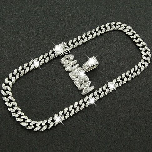 Queen Hip-hop Cuban Chain, Rhinestone Pendant Necklace Jewelry For Women，Women's Fashion Jewelry in Kuwait