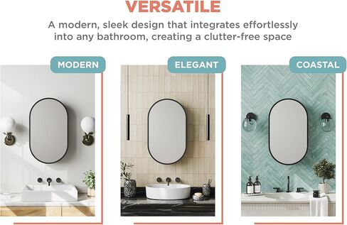 Zenna Home Designer Series Medicine Cabinet with 2 Shelves, 23.6" x 23.6" Round Bathroom Mirror Cabinet with Steel Body and Rustproof Aluminum Frame, Surface Mount Installation, Matte Black in Kuwait