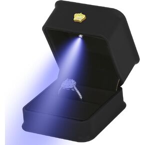 Jewelry Wedding Ring Gift box with LED Light, Small Rings Earring Holder Case for Proposal Wedding Engagement Ceremony, Jewelry Organizer Storage Boxes for Women Girl (Black) in Saudi Arabia