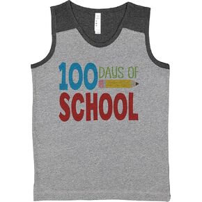 7 ate 9 Apparel Kids 100 Days of School Shirt Grey Contrast Tank Top in Saudi Arabia