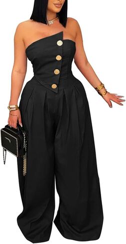 نتوءات المرأة مثيرة بدون حمالات قبالة أنبوب الكتف أعلى الصيف الزر عريضة الساق واحدة قطعة واحدة من الرومبير in Kuwait