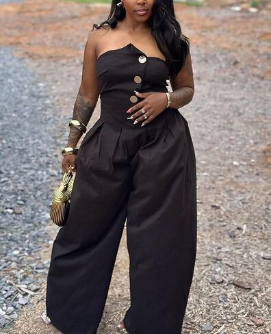 نتوءات المرأة مثيرة بدون حمالات قبالة أنبوب الكتف أعلى الصيف الزر عريضة الساق واحدة قطعة واحدة من الرومبير in Kuwait