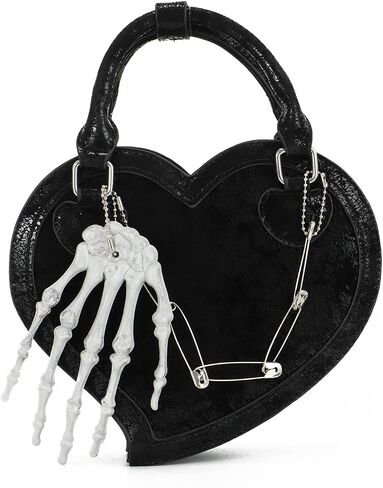 Oweisong Halloween Gothic Purse for Women Cut Heart Shaped Shoulder Bag Devil Handbag Skull Crossbody Bag in Saudi Arabia