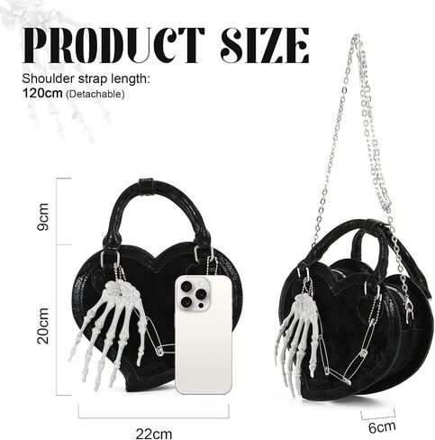 Oweisong Halloween Gothic Purse for Women Cut Heart Shaped Shoulder Bag Devil Handbag Skull Crossbody Bag in Saudi Arabia