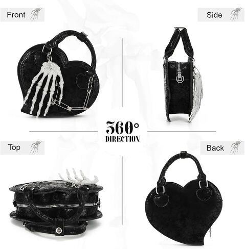 Oweisong Halloween Gothic Purse for Women Cut Heart Shaped Shoulder Bag Devil Handbag Skull Crossbody Bag in Saudi Arabia