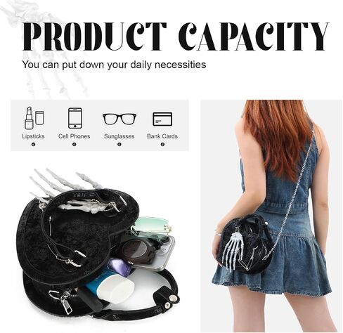 Oweisong Halloween Gothic Purse for Women Cut Heart Shaped Shoulder Bag Devil Handbag Skull Crossbody Bag in Saudi Arabia
