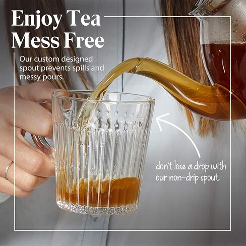 Teapot with Infuser for Loose Tea - 40oz, 3-4 Cup Tea Infuser, Clear Glass Tea Kettle Pot with Strainer & Warmer - Loose Leaf, Iced Tea Maker & Brewer in Saudi Arabia