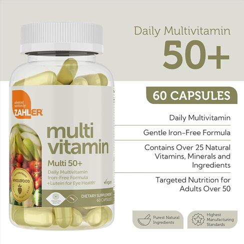 Zahler - Daily Multivitamin Calm Supplement with Ashwagandha and L-Theanine (60 Capsules) Certified Kosher Vegan Friendly Relaxation Support with Vitamin C D A E K2 B6 B12 Magnesium Iron Zinc in Saudi Arabia