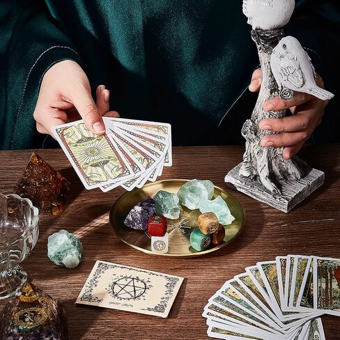 Creatcabin tarot موضوع المذبح لوحة القمر طقوس حرق شمعة الحامل الأوعية الأوعية التي تقدم البخور العطرية صينية لوحة مع بطاقة مذبح ديكور للمنزل للسحر ويكان الزفاف الذهبي 5.55 بوصة in Saudi Arabia