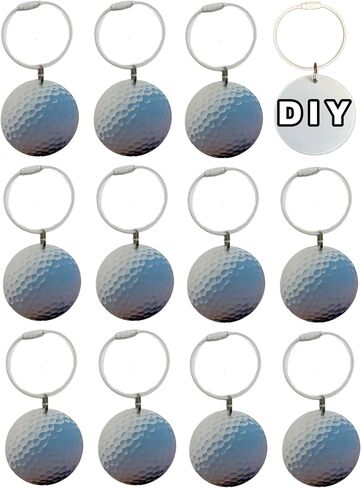 12 Pcs Golf Bag Tag Name ID Travel Luggage Ball Keychain for Golf Cart Accessories Bulk Gifts for Team Men Women Dad (12) in Saudi Arabia